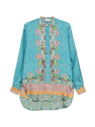 Pierre-Louis Mascia Sky Blue Printed Silk Shirt