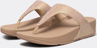 FitFlop Fitflop Lulu Womens Crystal Embellished Toe-Post Sandals - Beige - Size UK 6