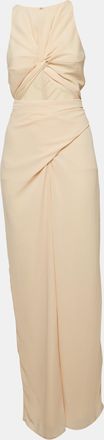 Andrea Iyamah Light Orange/peach Chiffon Cut-Out Tie-Up Detail Jumpsuit