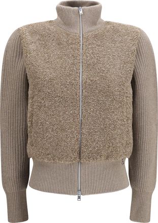 Herno Womens Cardigan Resort Ribbed Merino Wool Beige Sweater