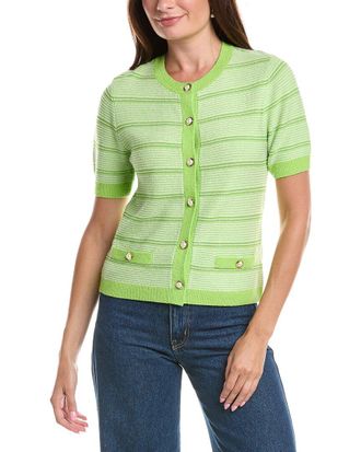 St. John Striped Wool-Blend Cardigan