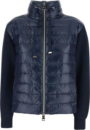 Herno Bimateriaal Katoen Nylon Jas - Dames - Winterjassen - Blauw - XL - Katoen - Jassen