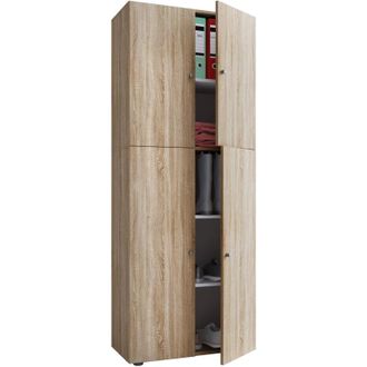 ebuy24 Vcm Armario de madera Armario con 5 compartimentos y puertas giratorias Dimensiones aprox. b. 70 x al. 184 x t. 40 cm - Lona (roble Sonoma (Sägerau))