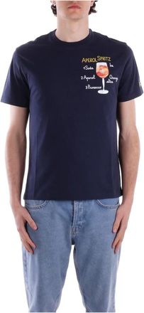 Saint Barth Blauw Logo T-shirt en Polo - Heren - T-shirts - Blauw - S - Katoen - Tops