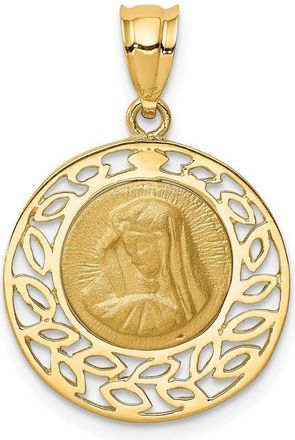 Diamond2Deal 14k Yellow Gold Brushed & Polished Virgin Mary Pendant
