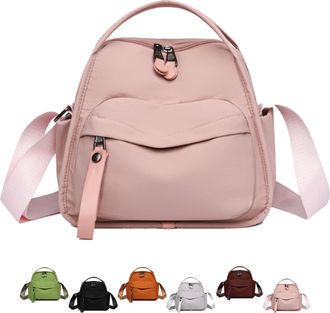 Generic Veluna Shoulder Bag, Veluna Crossbody Shoulder Bag Nylon, Solid Zipper Handbag, Lightweight Large Capacity (Pink)