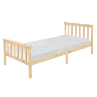 ML Design Ml-design - Cama Infantil De Madera De Pino Color Natural Con Colch&oacute;n 90 X 200 X 16 Cm De Espuma Fr&iacute;a Hipoalerg&eacute;nico Ergon&oacute;mico Estructura De Listones