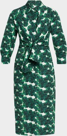 Max Mara Maremma Floral Waist-Tie Midi Shirtdress