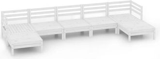 vidaXL 7 Piece Garden Lounge Set White Solid Wood Pine Vidaxl