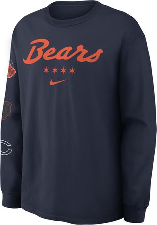 Nike Chicago Bears Rivalries Collection Max90 Nike Mens NFL Long-Sleeve T-Shirt in Blue | 04T941L7Q-45K