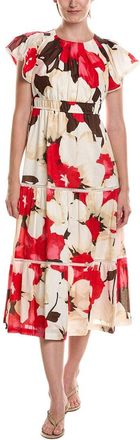 Anne Klein Petite Flutter Sleeve Tiered Midi Dress