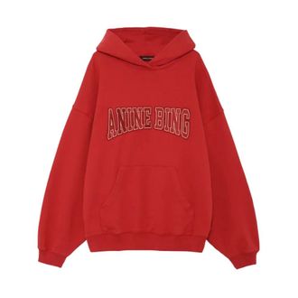 Anine Bing Harvey Hoodie - Dames - Sweatshirts & Hoodies - Rood - Maat: M Katoen