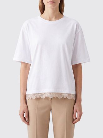 Liviana Conti T-shirt in cotone con inserti in pizzo sul fondo
