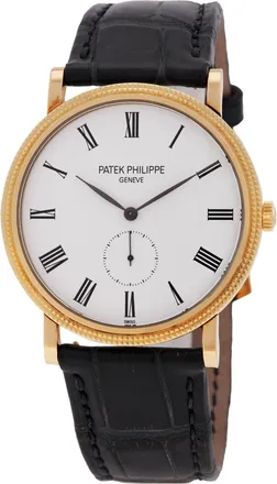 Patek Philippe Pre-owned Pre-owned Patek Philippe Calatrava Mechanical White Dial Mens Watch 5119J-001