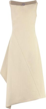 Bottega Veneta Cotton midi-jurk - Dames - Feestkleedjes - Beige - M - Katoen - Kleedjes