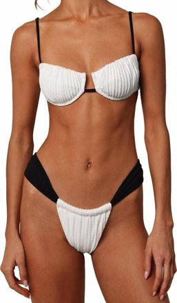 Montce Swim Sandra Bikini Bottom In Cream Black Binded Terry Rib
