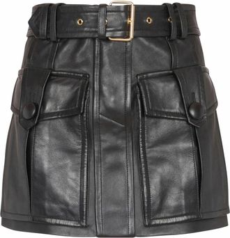 Balmain Korte lamsvacht rok - Dames - Leren & Su&egrave;de rokken - Zwart - S - Leer - Rokken