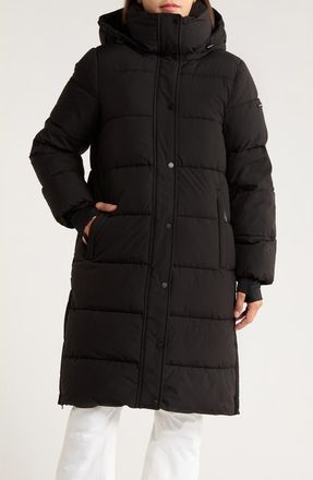 BCBGeneration Pillow 3/4 Hooded Longline Puffer Coat in Black at Nordstrom Rack, Size X-Small