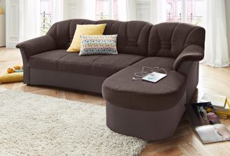 Domo Collection Ecksofa »Elva, zeitlose Formensprache, elegante Rückensteppung, L-Form« wahlweise mit Bettfunktion und Federkern