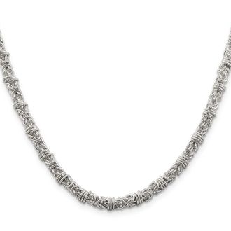 Diamond2Deal Sterling Silver 4mm Fancy Byzantine Chain Necklace