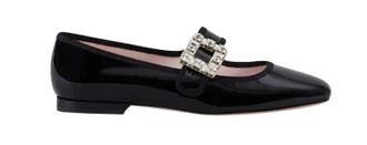 Roger Vivier Tres Vivier Strass Patent Leather Ballerina Flats Size 40