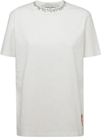 Golden Goose Cabochon Kristallen Katoenen T-shirt - Dames - T-shirts - Wit - L - Katoen - Tops