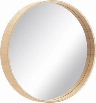 OEM Espejo Redondo Bd Art De 70 Cm, Madera Contrachapada Natural, Perfil Bajo