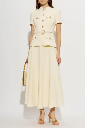 Self Portrait Two-piece Dress With Belt, Womens, Yellow