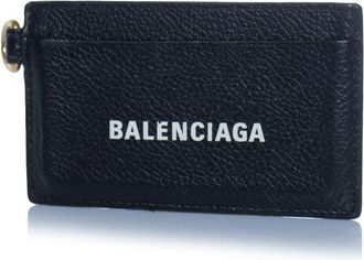 Balenciaga Pre-owned Mens black leather card holder with key ring - One Size