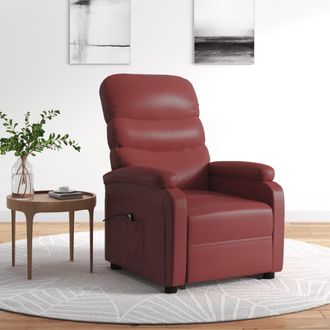 vidaXL Sill&oacute;n Elevable Cuero Sint&eacute;tico Rojo Tinto Vidaxl
