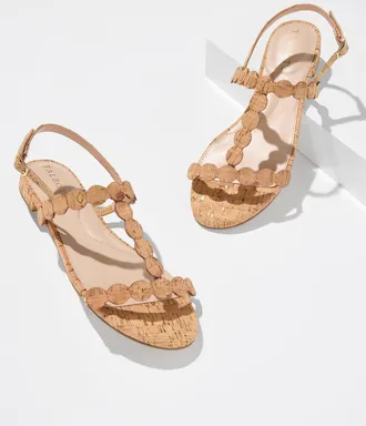 Talbots Keri Dot Cork Sandals - Natural/Gold - 10 1/2 M Talbots