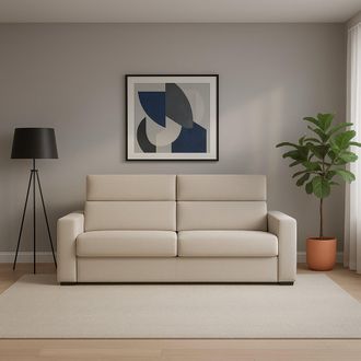 Dmora Sof&aacute; Fijo 3 Plazas Ozegna, Desenfundable, Lavable Hecho En Italia, Brazos, 220x95 Cm Beige