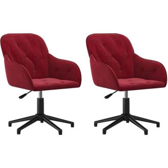 vidaXL Vidaxl - Sillas De Comedor Giratorias 2 Unidades Terciopelo Rojo Tinto
