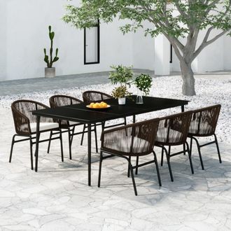 vidaXL Juego De Comedor De Jard&iacute;n 7 Piezas Marr&oacute;n Vidaxl