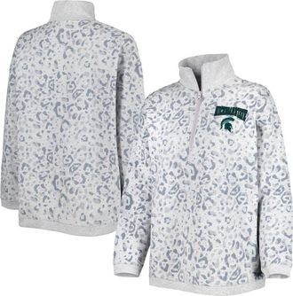 Gameday Couture Womens Gameday Couture Heather Gray Michigan State Spartans Leopard Quarter-Zip Sweatshirt at Nordstrom, Size Large