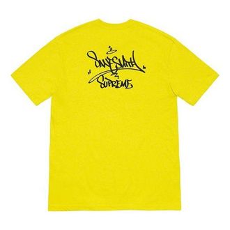 SUPREME FW19 Week 17 Bridge Tee Graffiti Printing Short Sleeve Unisex Yellow SUP-FW19-10918