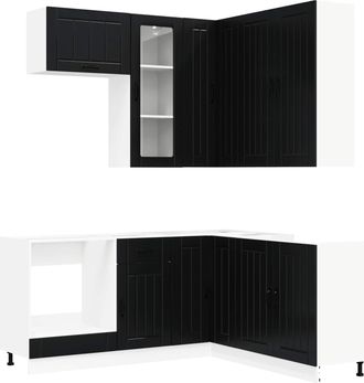 vidaXL Unidad De Cocina Lucca 8 Uds. Negro Madera De Ingenier&iacute;a Vidaxl