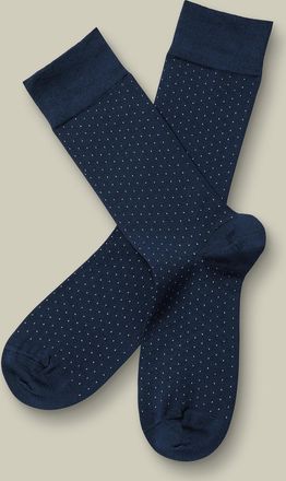 CHARLES TYRWHITT Micro Dash Socks - French Blue & White Size 10.5-13 by Charles Tyrwhitt