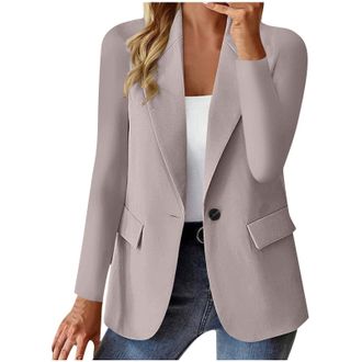 Generic Womens Sporty Elegant Suit - Blazer Womens Large Sizes Fashionable Blazer Jacket Plain Blazer Coat Lapel Long Sleeve Knitted Coat Autumn Winter Leisur