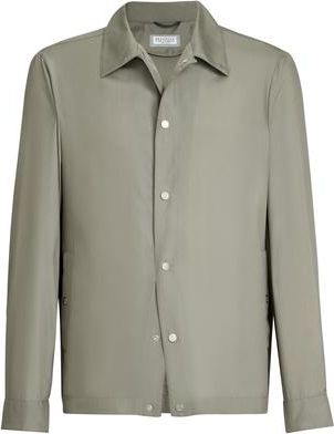 Brunello Cucinelli Silk outerwear jacket in Khaki at Nordstrom, Size 60 It