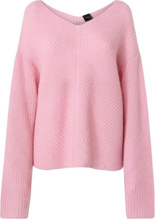 Pinko Boot-neck Mohair Blend Trui - Dames - V-hals truien - Roze - S - Wol - Truien & Vesten