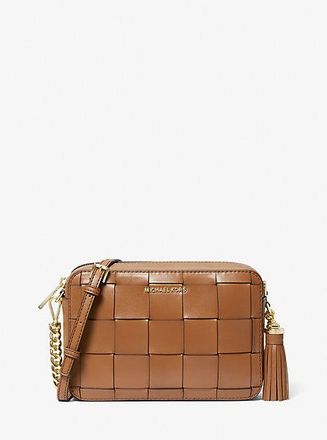 Michael Kors MK Umh&auml;ngetasche Ginny Medium Aus Geflochtenem Leder - Luggage(Braun) - Michael Kors