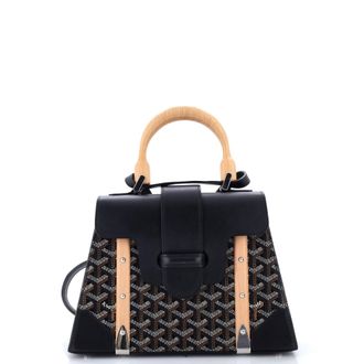 Goyard Saigon Top Handle Bag Coated Canvas with Leather PM