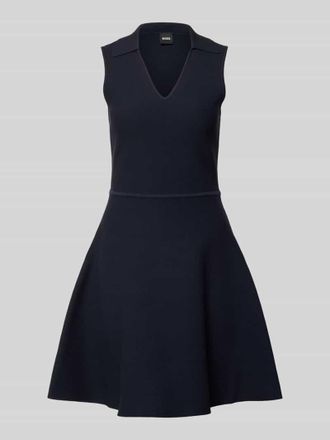 HUGO BOSS Figurbetontes Freizeitkleid aus Viskose-Mix Modell FAYALAN in Marine, Gr&ouml;&szlig;e XL