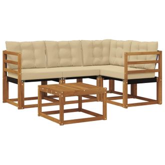 vidaXL Conjunto De Sof&aacute;s De Exterior Con Coj&iacute;n 5 Pcs Natural Y Beige Vidaxl