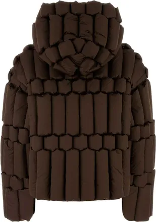 RAXXY Womens Quilted Down Jacket Brown Polyester