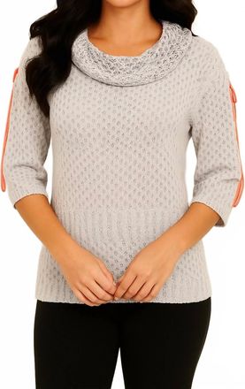 French Kyss Raquelle Cowl-Neck Crochet Top In Frost/coral