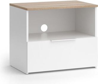 Vicco Mueble Bajo Para Tv Wido, Blanco/sonoma, 60 X 50 Cm Con Caj&oacute;n, Vicco