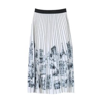 Karl Lagerfeld Midi Skirts, female, White, XS, Paris Sketch Pleated Skirt