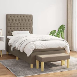 vidaXL Cama Box Spring Con Colch&oacute;n Tela Gris Taupe 90x190 Cm Vidaxl